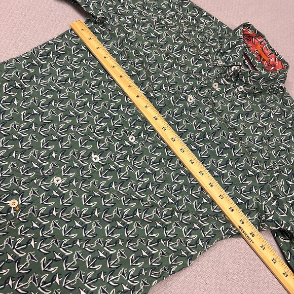 Reyn Spooner Shirt Mens Small Green Geometric Anchor Nautical Beach Casual - Picture 8 of 8